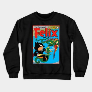 Felix the Cat Fights a Sea Dragon 1940s Original Comic Book Cover Crewneck Sweatshirt